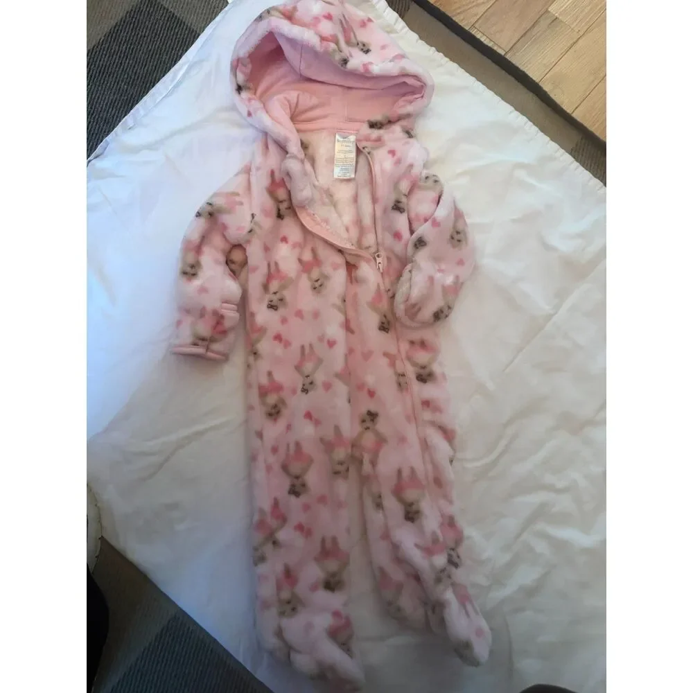 Little Beginnings Fleece Bunting Suit for Infant Girl Size 6-9 months EUC